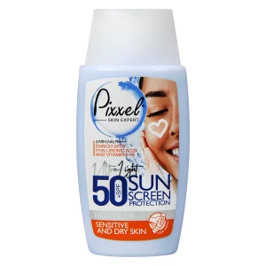 کرم ضد آفتاب SPF50 بی رنگ پوست‌‌ خشک و حساس پیکسل 50 میلی لیتر